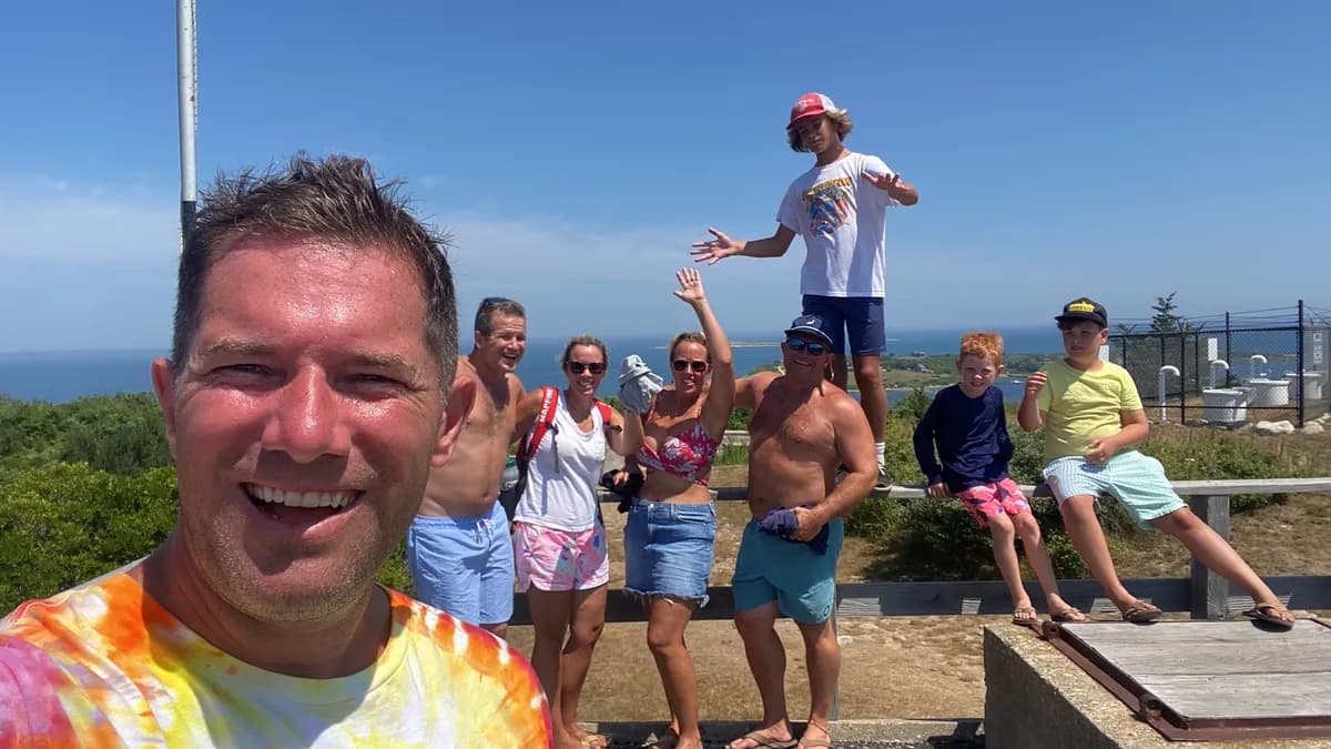 Family at a coastal overlook