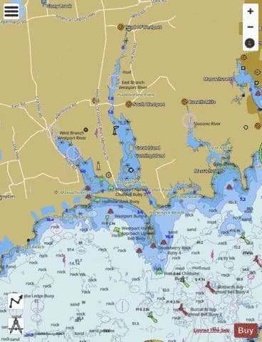 NOAA nautical chart of Westport Harbor, Massachusetts